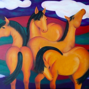 Fire gule heste